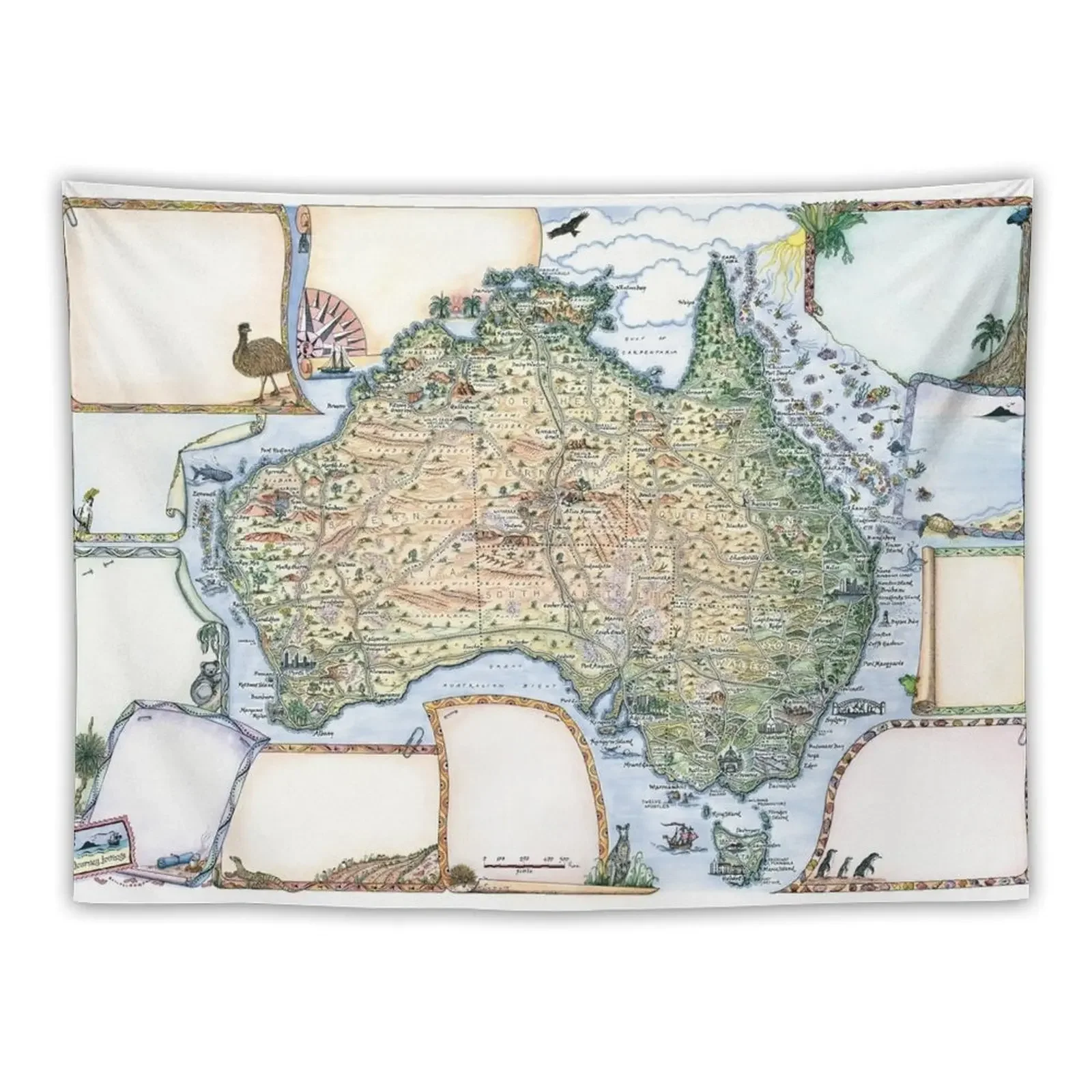 

Australia Pictorial Map by Journey Jottings Tapestry Bed Room Decoration Decorative Paintings Tapestry