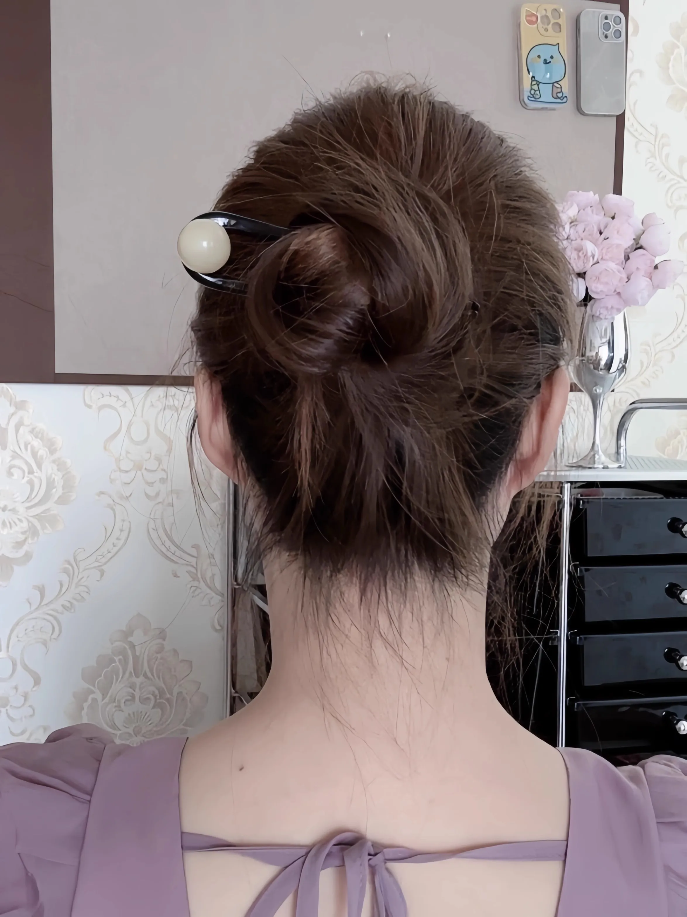 

2025 Новая U-образная заколка для волос с бусинами и волнистым дизайном, современный восточный элегантный аксессуар с низкой булочкой, нескользящий