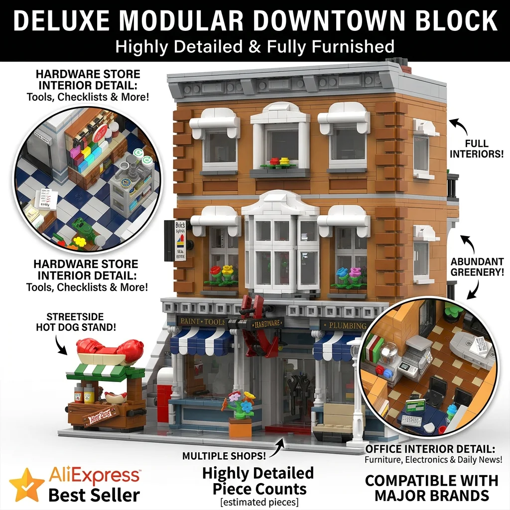 Honigladen Bausteine – 1242 Teile Street View Modulares Haus – Mini-Architektur Klemmbausteine Set Für Kinder & Erwachsene – Bauspaß Mit Detailtreue