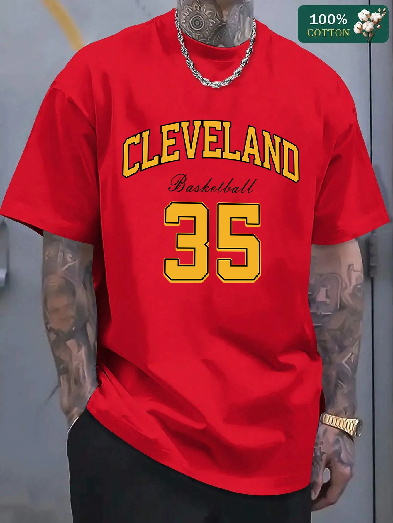

Cleveland Basketball 35, футболки с рисунком, мужская хлопковая повседневная футболка, дышащая летняя футболка с короткими рукавами, мягкий мужской топ большого размера
