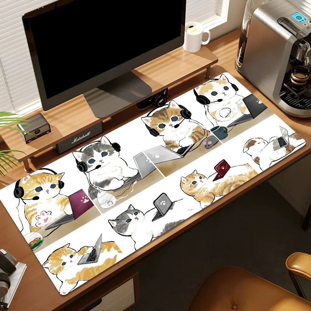 Mofusand لطيف للكمبيوتر الشخصي كبير ماوس مكتب الألعاب ماوس الوسادة مخيط حواف قاعدة ممتدة