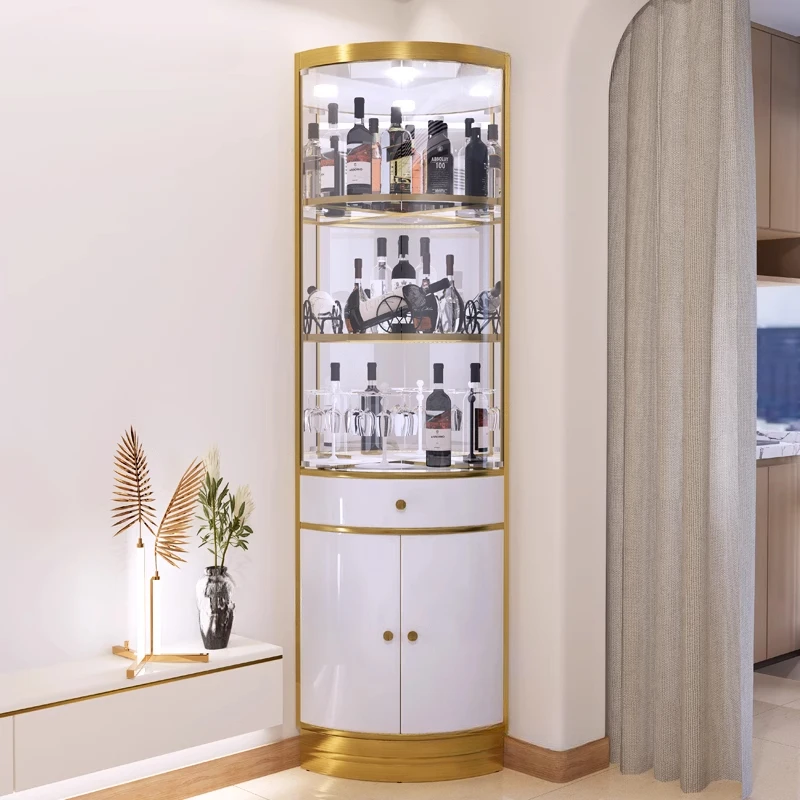 Showcase Corner Display Cabinet Coffee Shelves Decoration Home Bar Cabinet Open Storage Witryna Szafka Szklana Bar Furniture