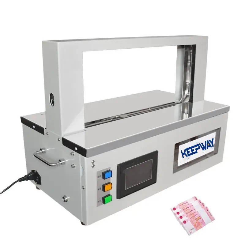 Small Tabletop OPP/Paper Tape Currency Strap Banding Packing Machine Automatic