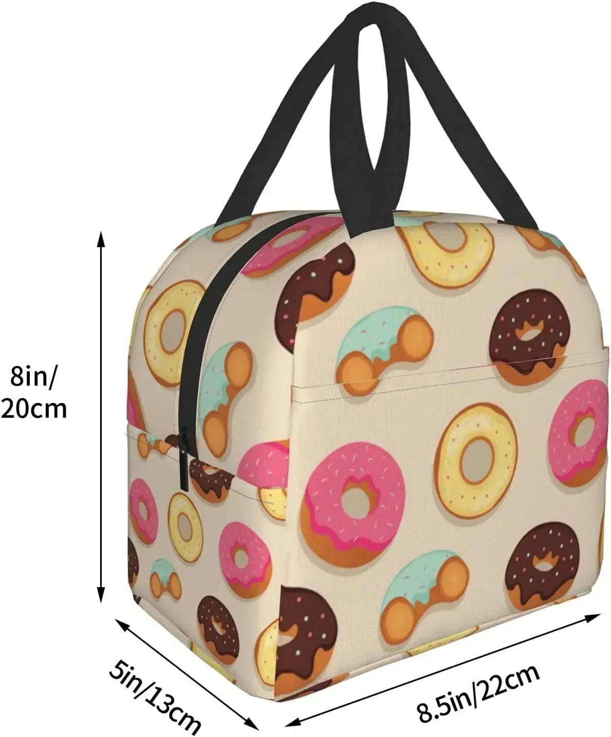 Funny Donuts Thermal Lunch Bag for Women Girl Insulated Cooler Lunch Box Containers for Adults Tote Bag Portable for Work School