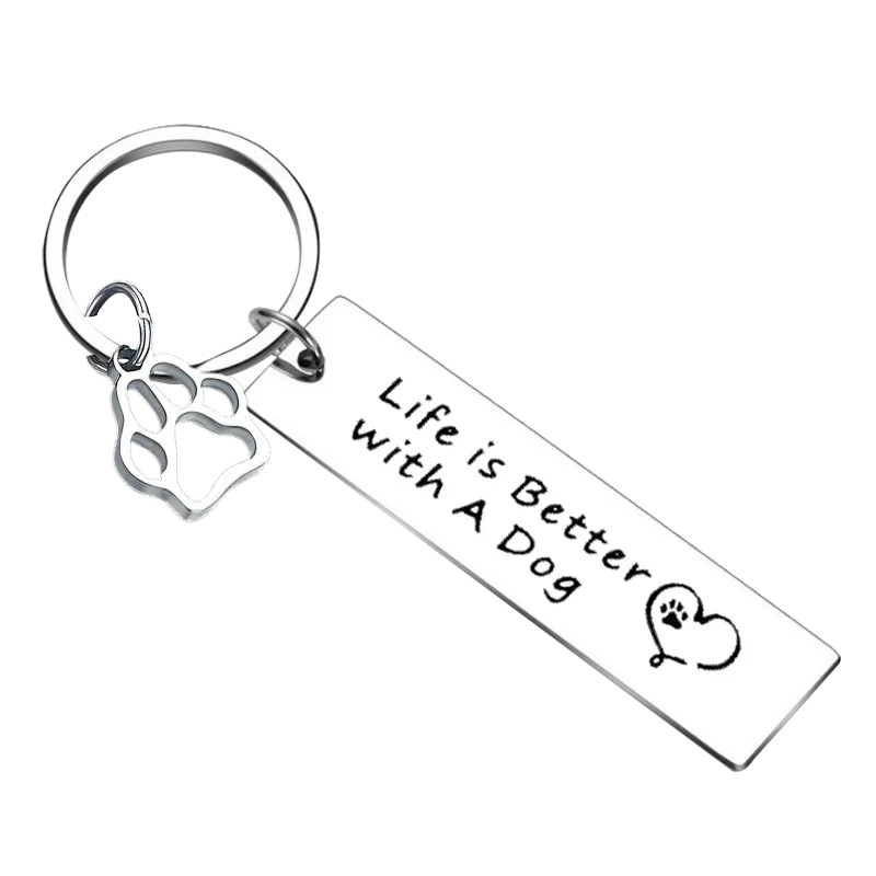 Cute Dog Lover Keychain Dog Paw Print Key Chain Pendant Jewelry Veterinarian Dogs Mom Dad Dogs Owner Animal Rescue Vet Tech gift