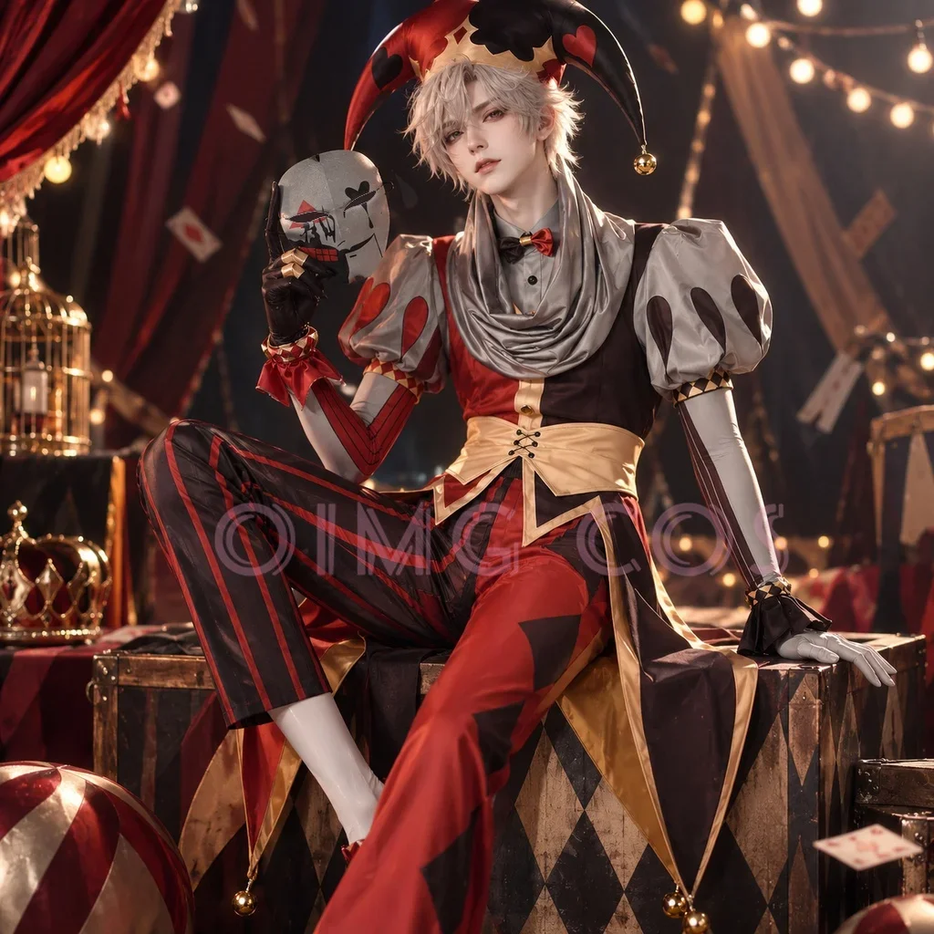 Kingdom of Marionettes Jestyn Cosplay Costume Full Set Jester Clown Outfit Men Game Character Cos Clothing Comic Con Halloween