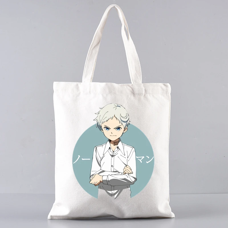 The Promise Neverland Ladies Shoulder Bags Popular Printed Tote Bags Casual Foldable Shopping Bag Linen Bag Outdoor Beach Bag