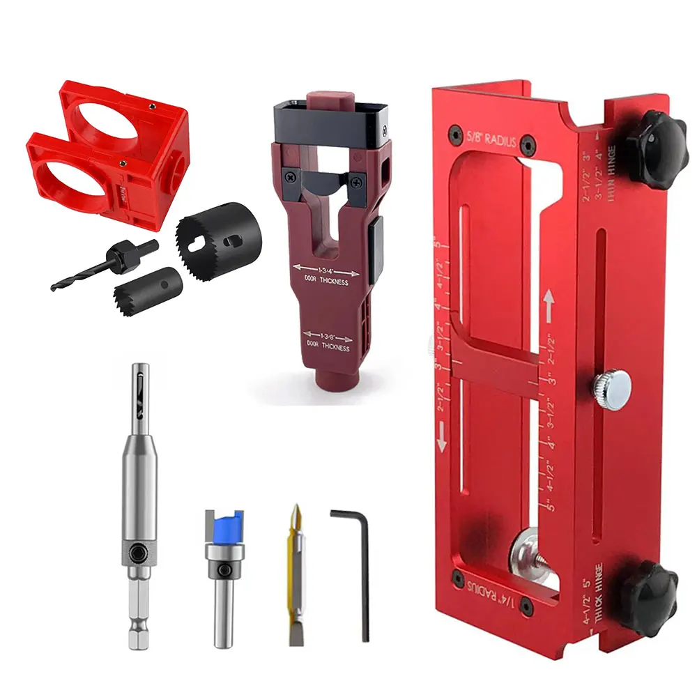 2-in-1 scharnierboorbevestiging Combinatie Duurzaam Deurkozijn Stabiele locator Houtbewerking Installatieschroeven DIY-hulpgereedschap