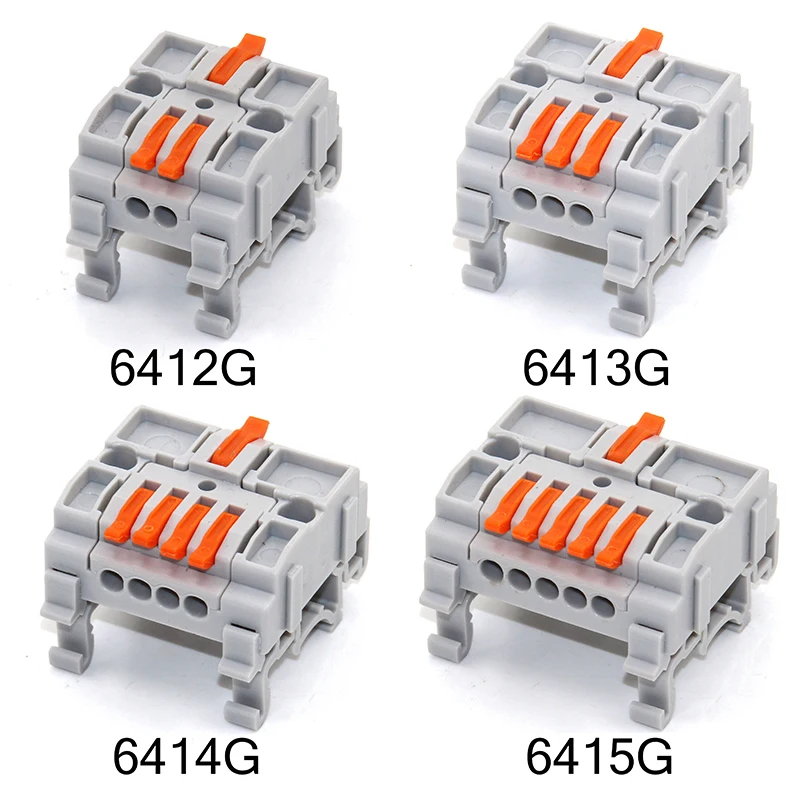 Rail Type Wire Electrical Connectors Universal Compact 2 3 4 5 Pin Splitter Push-in  Cable Wire Connector Fast Terminal Block