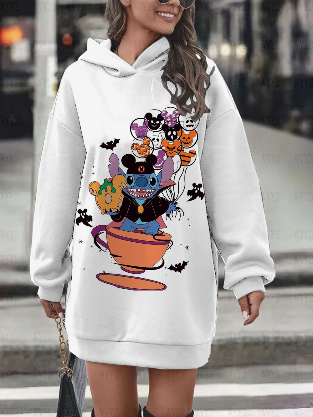 2024 Hot Sale New Autumn Winter Women's Pullover Hoodies Halloween Print Disney Mickey Role Play Fashion Dresses