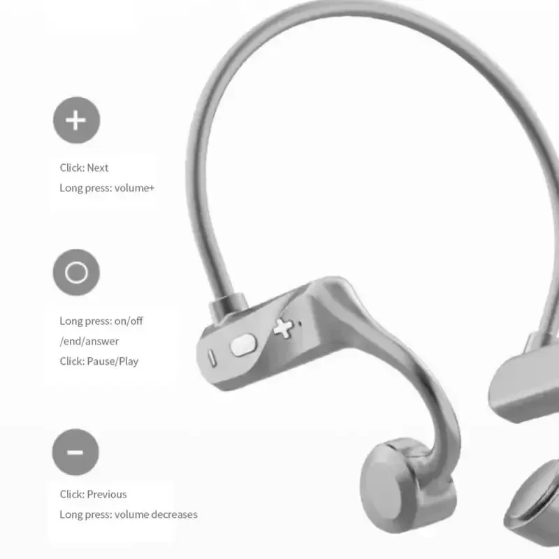 KS69 Headset Bluetooth 5.2, konduksi tulang HiFi nirkabel IPX5 tahan air Neckband olahraga Earphone Stereo dengan Mic