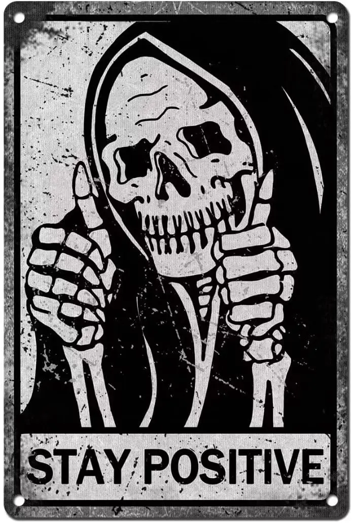 خمر البقاء إيجابية الجمجمة تسجيل معدن القصدير تسجيل مضحك جدار ديكور القوطية غرفة ديكور علامات الرجعية لشقة غرفة المعيشة Bedr