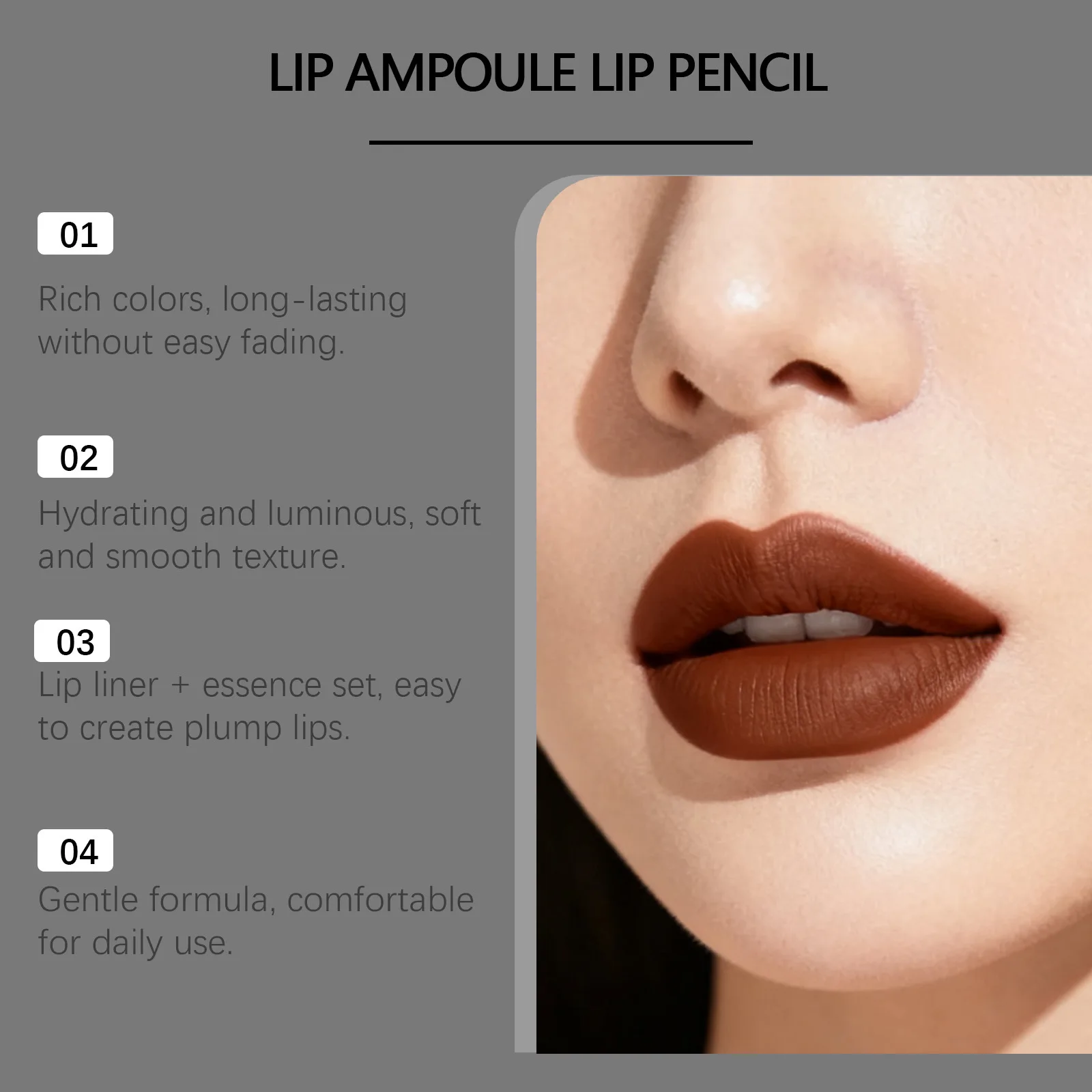 Matita per labbra impermeabile Fiala per labbra Siero Idratazione labbra a lunga durata Liscio rimpolpante Lip Liner Set trucco labbra all'acido ialuronico 15ml