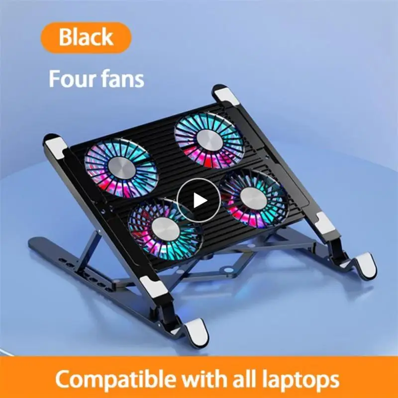 Laptop Cooler Base Stand Foldable Laptop Cooling Pad Portable Adjustable Notebook Stand Plastic with 2/4 Fans Laptop Cool Holder