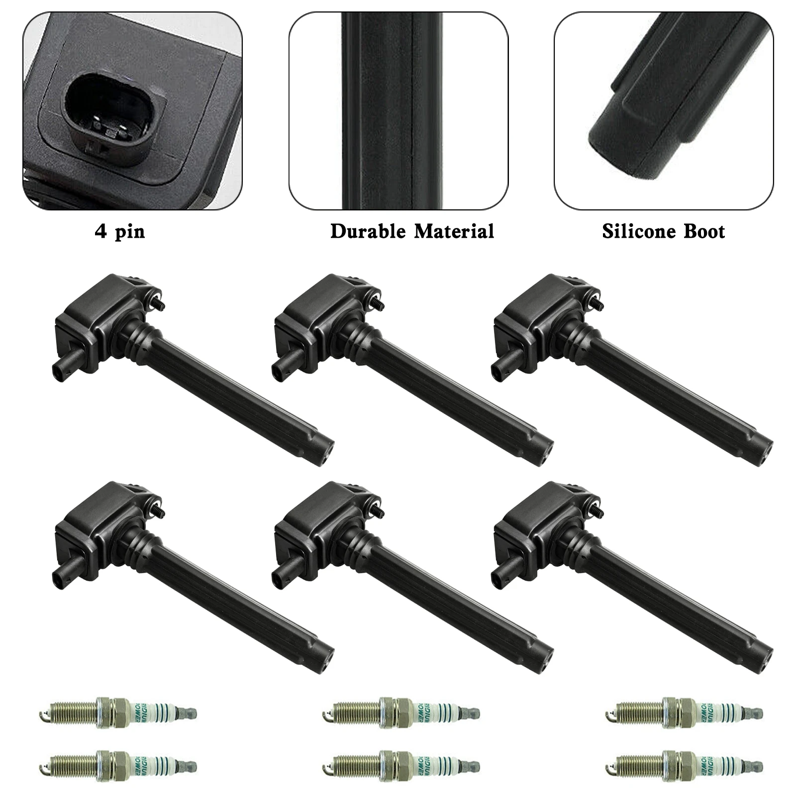 Artudatech 6pcs Ignition Coil +Spark Plug UF648 For Dodge Chrysler Ram Jeep 3.6L Car Accessories