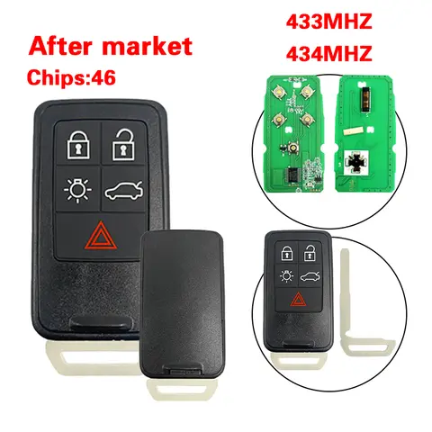 CN050001 볼보 XC60 S60 S60L V40 V60 스마트 리모컨 자동차 키 433MHZ ID46 칩 5버튼 CN050001 볼보 XC60 S60 S60L V40 V60 스마트 리모컨 자동차 키 433MHZ ID46 칩 5버튼
