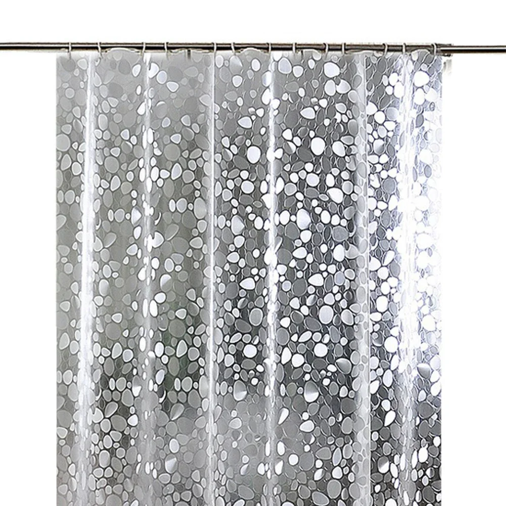Bathroom Renovation EVA Shower Curtain Rustproof Grommet Curtain Bathroom Modern Bathroom Decor Quick Installation