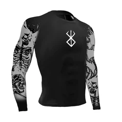 Men's Compression TShirt Fitness 3D Print Muscle Shirt Long Sleeve Rash Guard Athletic SportsShort Tops Cool Dry Workout TShirt