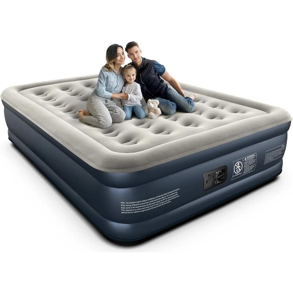 Mattress with Built in Pump, 18 Raised Comfort Blow up Mattress, Upgraded Four Chamber Airbed, colchon inflable, Air Bed