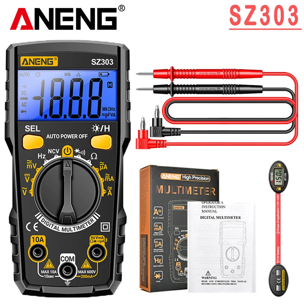 ANENG Digitale Multimeter Professionele Tester SZ303 AC/DC Spanning Stroom Weerstand NCV Inductie Achterlicht Scherm Hoge Precisie Professionele Elektrische Detectie Gereedschappen