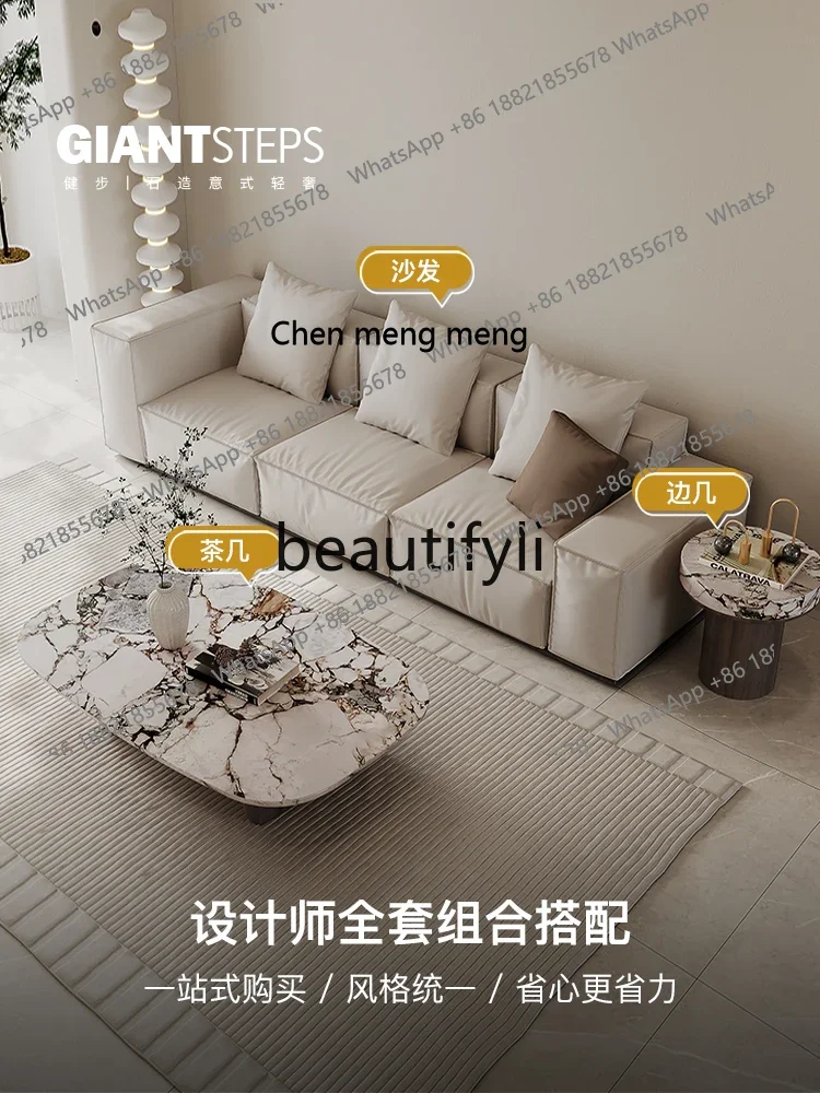 K182Italian extreme coffee table simple modern light luxury art stone natural marble T-shaped coffee table