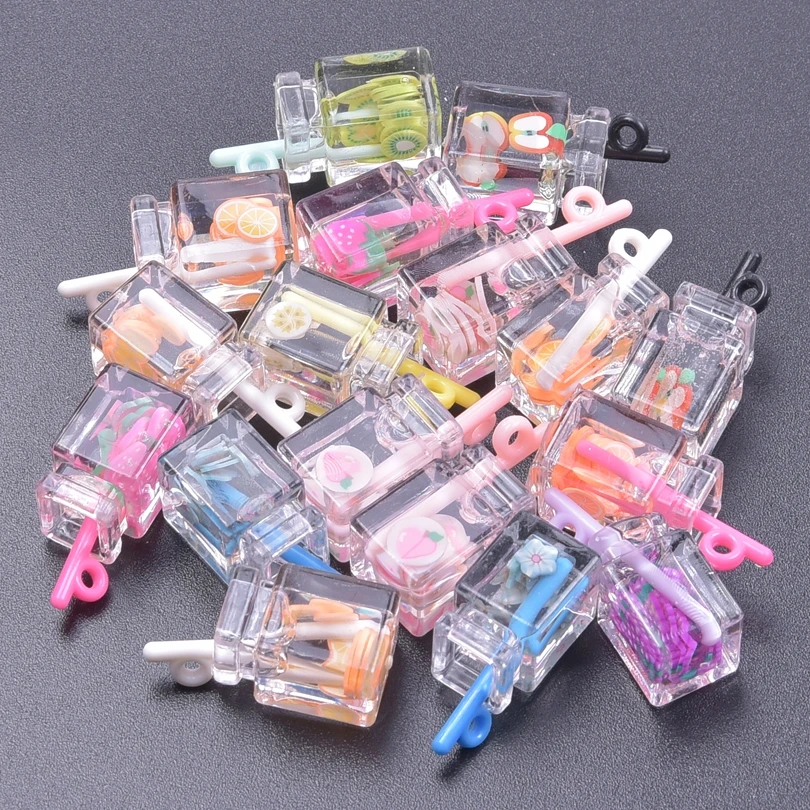 10pcs Mix Multistyle Resin Material Beverage Pendant Jewelry Making Juice Drinks Colorful Accessories DIY Charms In Bulk Earring