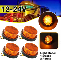 1/2/4X 12V 24V LED 2 Modes Flashing Light Strobe Emergency Alarm Lamp Round Rotary Roof Warning Signal Flash Lamp Beacon Truck