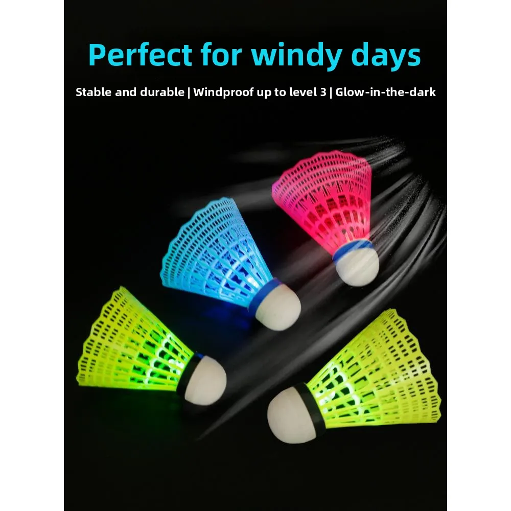 

Glow-in-the-k Badminton uttlecos Durable Plastic with Light Outdoor Training Night Fluorescent Nylon Goose Feathers