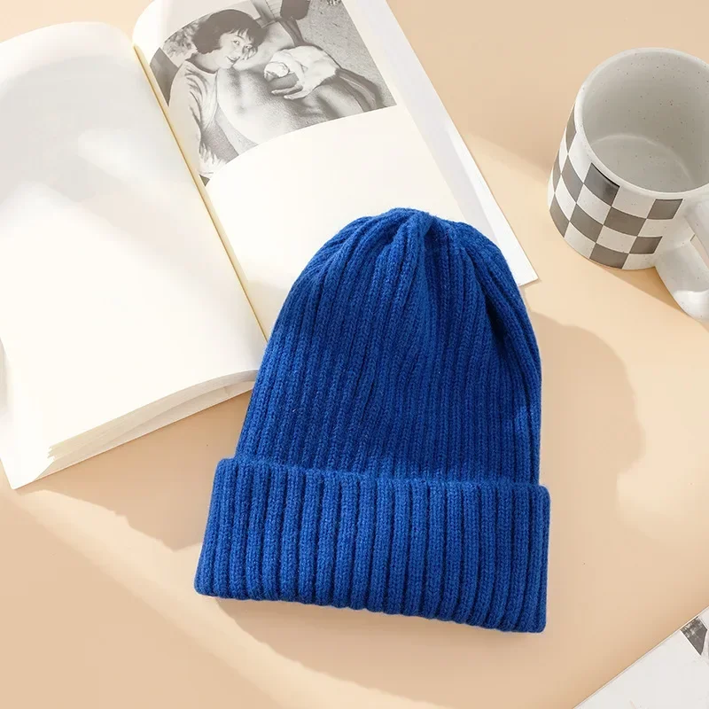 Fashion Girl Soft Warm Fluffy Solid Color Winter Hat for Women Autumn Knitted Hat Skullies Beanies Female Bonnet Woman Knit Cap