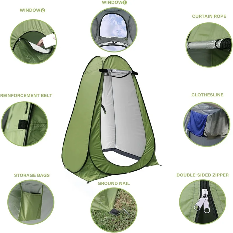 Portable Outdoor Camping Shower Tent Changing Dressing Room Toilet For Beach With Carrying Bag Privacy Tent & Shower Bag