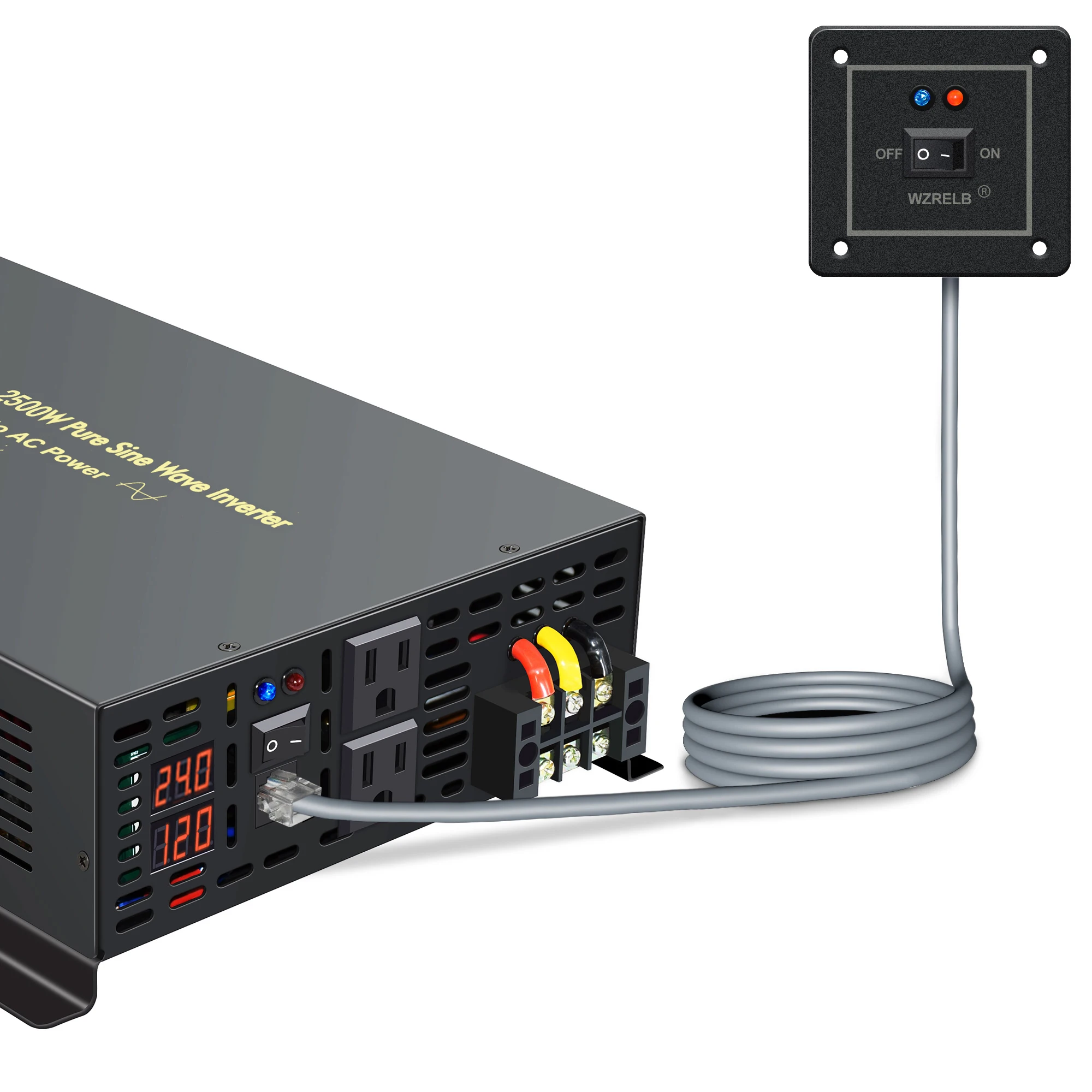 2500W USB Port  Inverter 12V 220V Pure Sine Wave Solar Converter Power Bank Battery 24V/48V/60V/96V DC to 110/120V/230V/240V AC