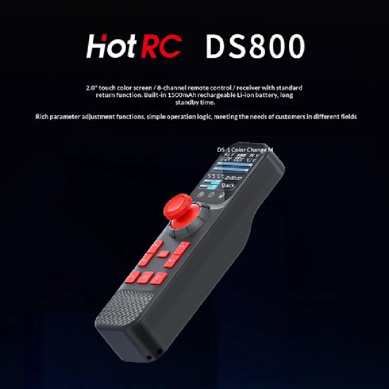 

HOTRC DS800 RC Transmitter 8 Channel Remote Control Color Display Speed Setting Single Hand Operation for Car Boat