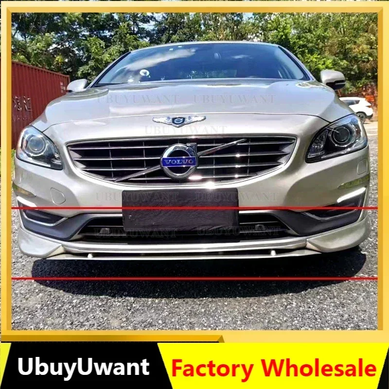 Car Styling ABS Plastic Unpainted Color Front Bumper Lip Trunk Spoiler Protector 3 Pcs For Volvo S60 s60l S60L 2012-2017