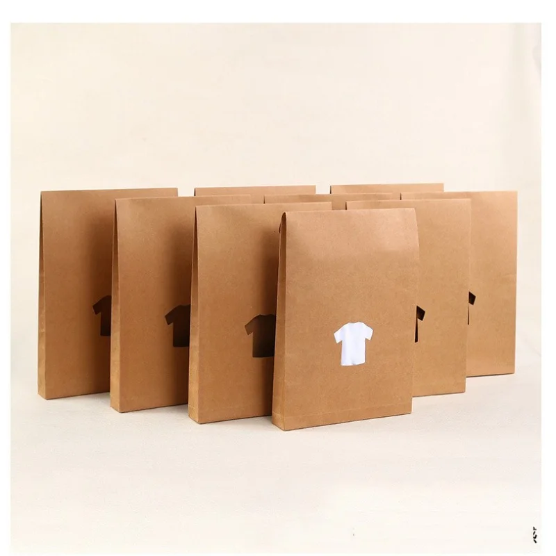 

Customized product、Custom logo printed Kraft Paper envelopes T-shirt clothing Packaging bag StandUp mailing envelope With Holl