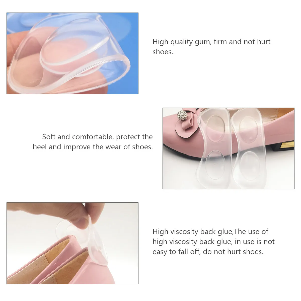 

3Pair PU Heel Cushion Pads Self-Adhesive Heel Stickers Foot Care Protector for High Heels Shoes Slip Prevention Comfort