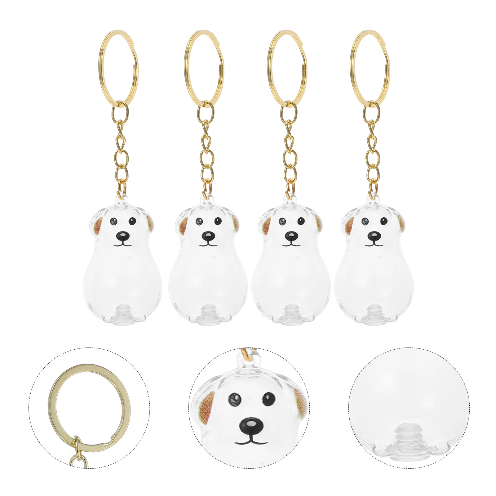 

4 Pcs Hair Storage Bag Hanging Decoration Keychain Dog Holder Memorial Charm Collector Clear Shell