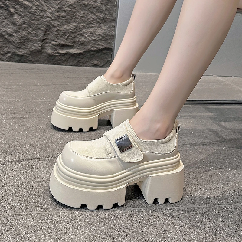 

Осенняя винтажная женская обувь Мэри Джейн на платформе, модная уличная обувь для стриптиза, женские кожаные туфли-лодочки на толстом высоком каблуке jk