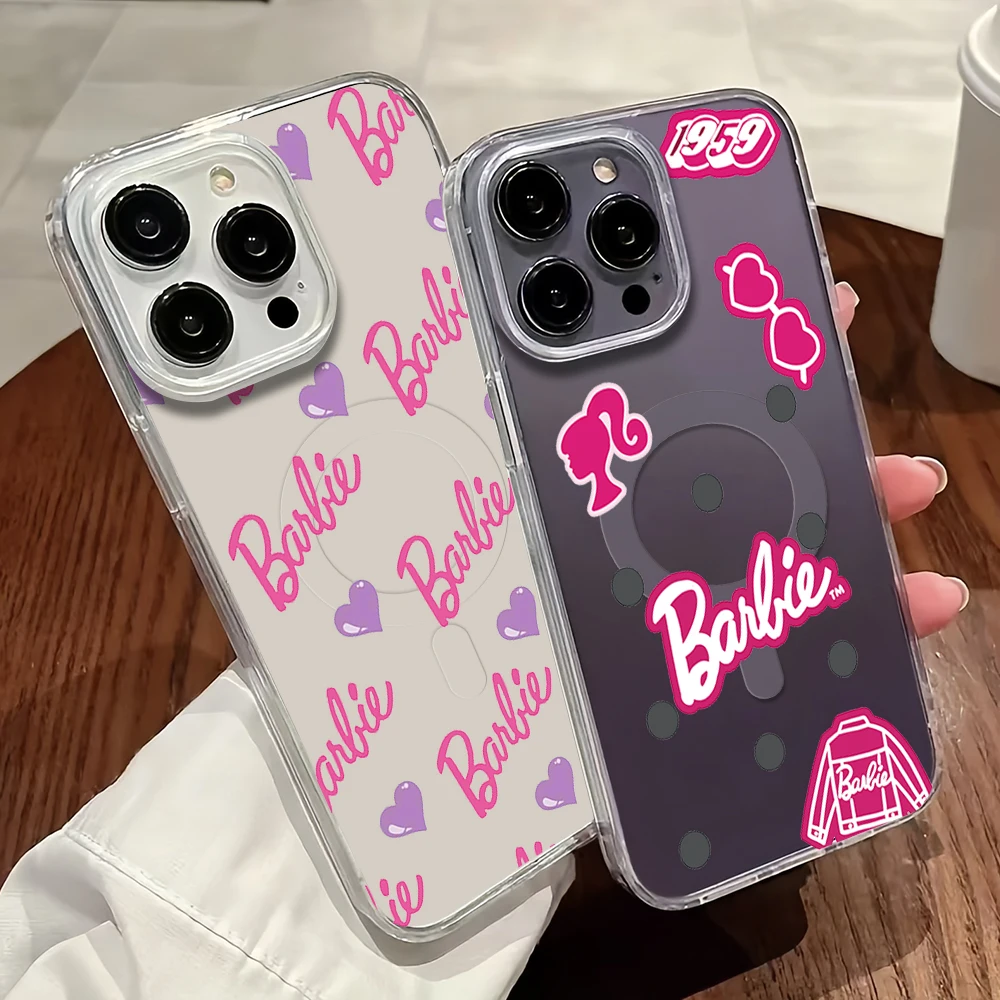 Fashion B-Barbies Baby Cute Phone Case For iPhone 11 12 13 14 15 16 Pro Max Plus Magesafe Magnetic Transparent Charge Soft Shell