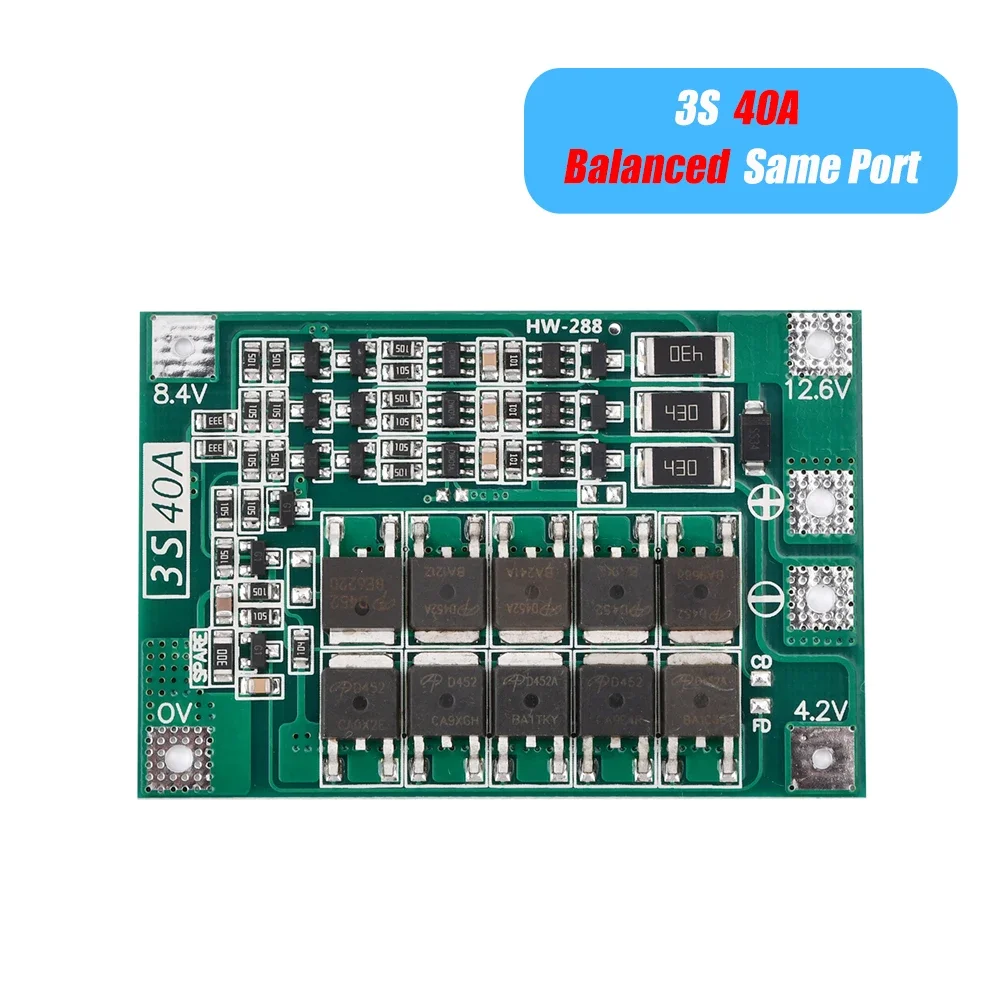 Placa de protección del cargador de batería de litio 3S/4S 40A 60A 18650 BMS para Motor de taladro 11,1 V 12,6 V/14,8 V 16,8 V mejora/equilibrio