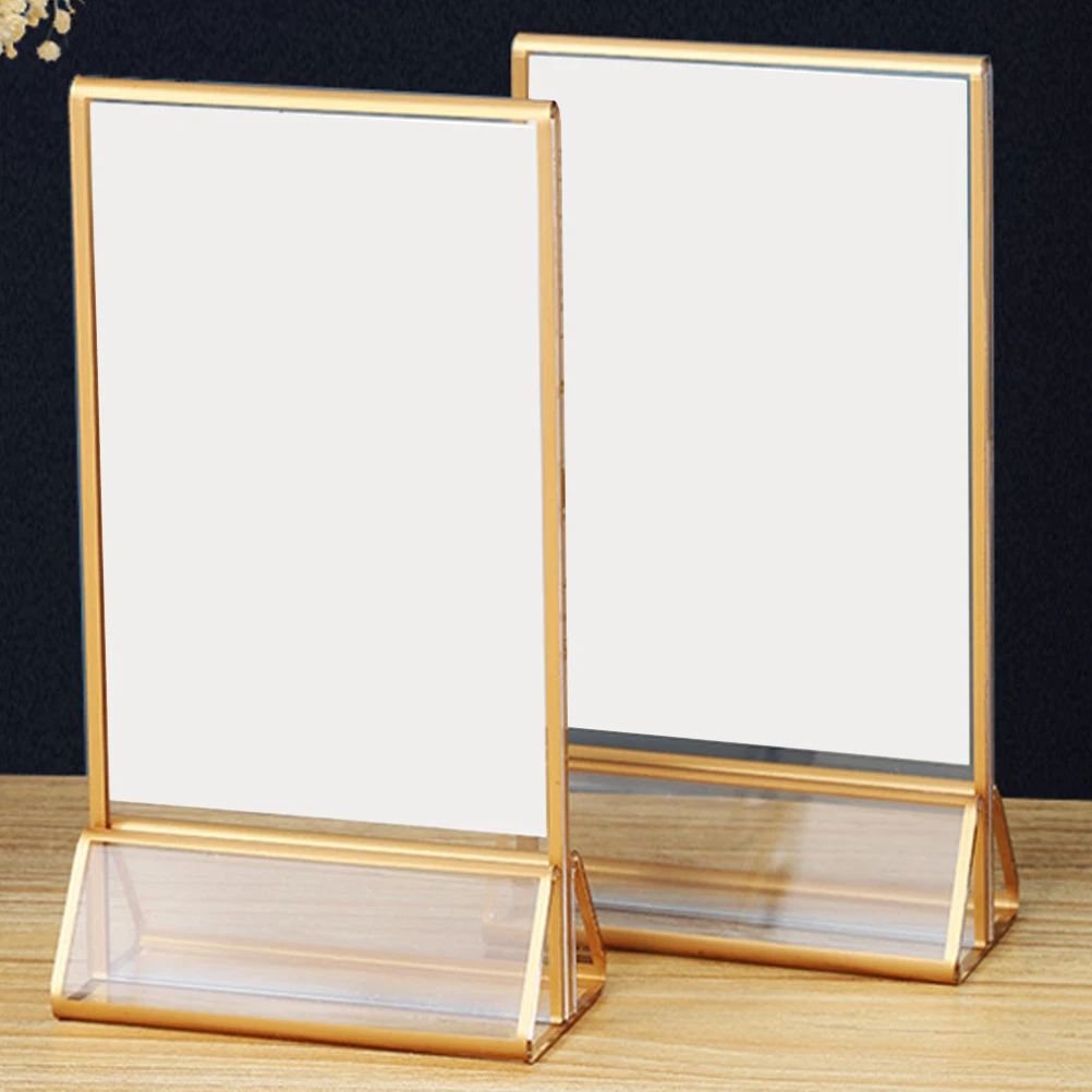 2pcs Transparent Acrylic Table Number Sign Holder 4X6 Inch Scratch Resistant Wedding Banquet Seat Signs Display Tabletop