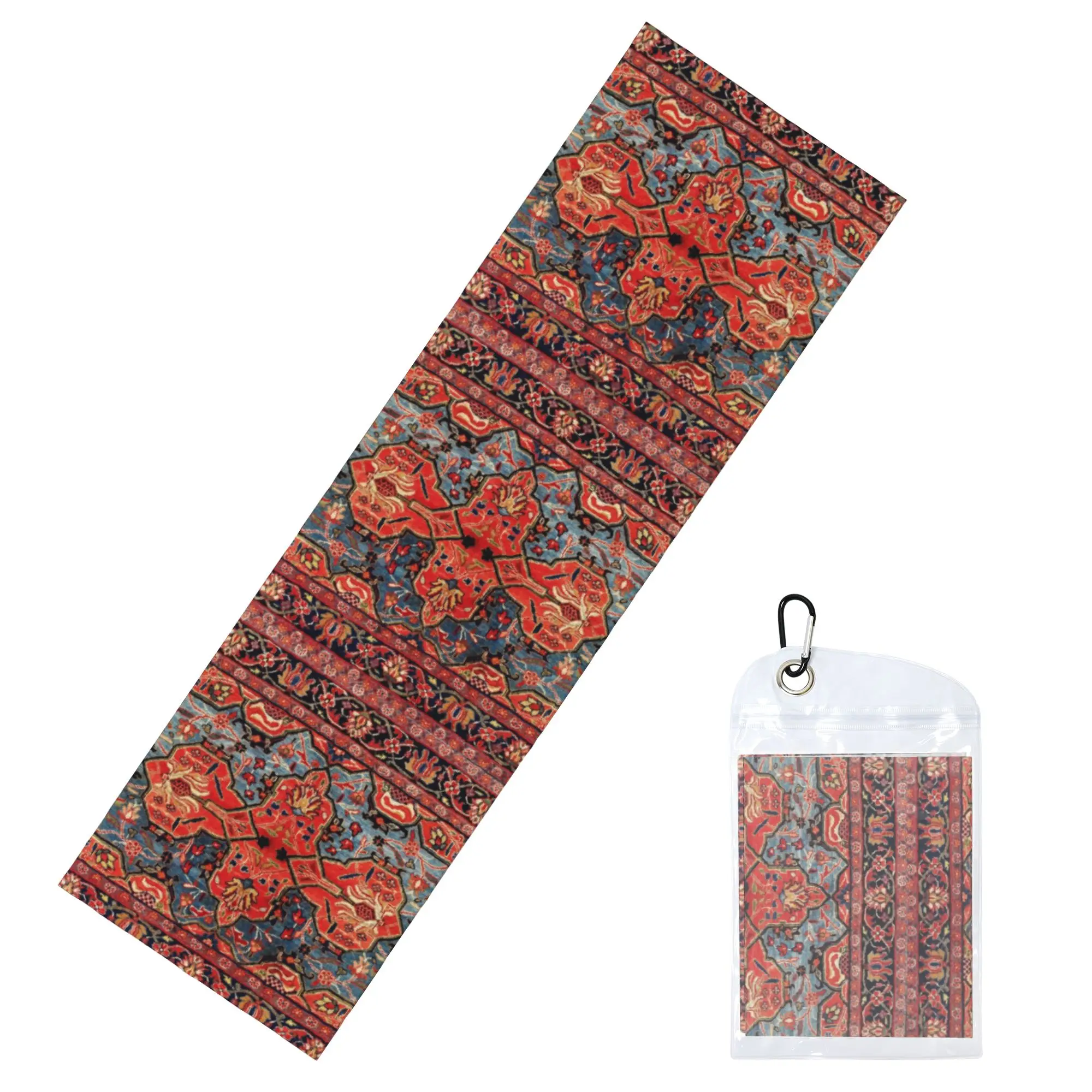 Kashan Poshti Central Persian Rug Print Towel Quick Drying  Super Soft  Fitness and Outdoor Activities Towels