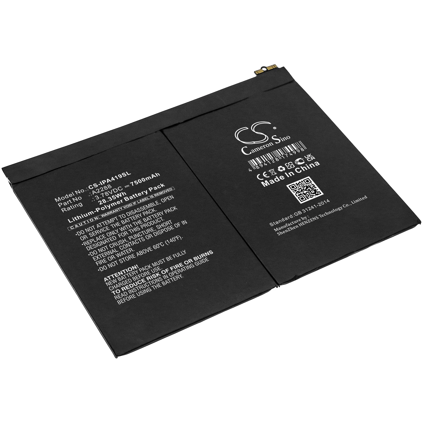 Apple iPad Air 4 Battery 7500mAh 3.78V Li-Polymer Replacement for A2072 A2316 A2324 A2325