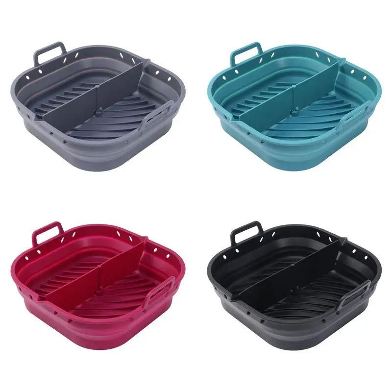 Collapsible Airfryer Liner Silicone Oven Baking Tray Reusable Oven Air Fryer Baking Pan with Higher Rim Kitchen Accessories