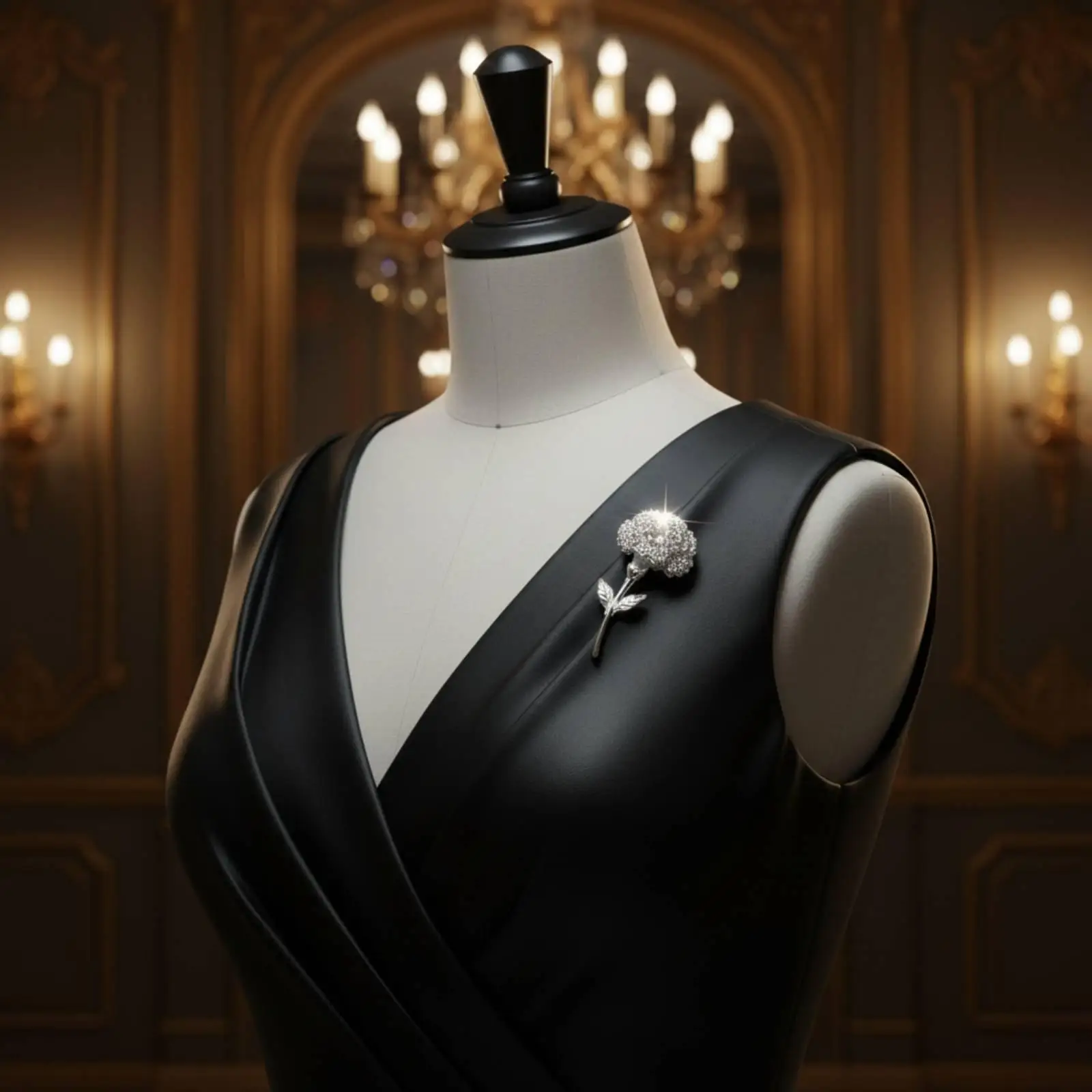 Elegant Crystal Carnation Brooch for Women Rhinestone Pearl Pin Vintage Style Coat Scarf Dress Formal Decor