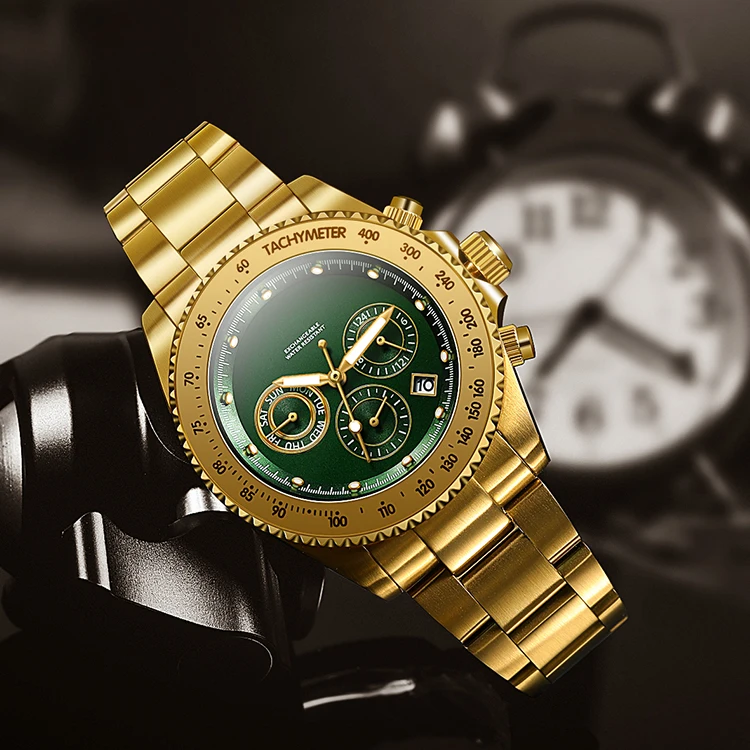 BOMAXE 2024 أحدث Oem ساعة معصم للرجال حافظة فاخرة ساعة كرونوغراف عادية حركة كوارتز 22 مللي متر عرض الفرقة بسيط عتيق #3