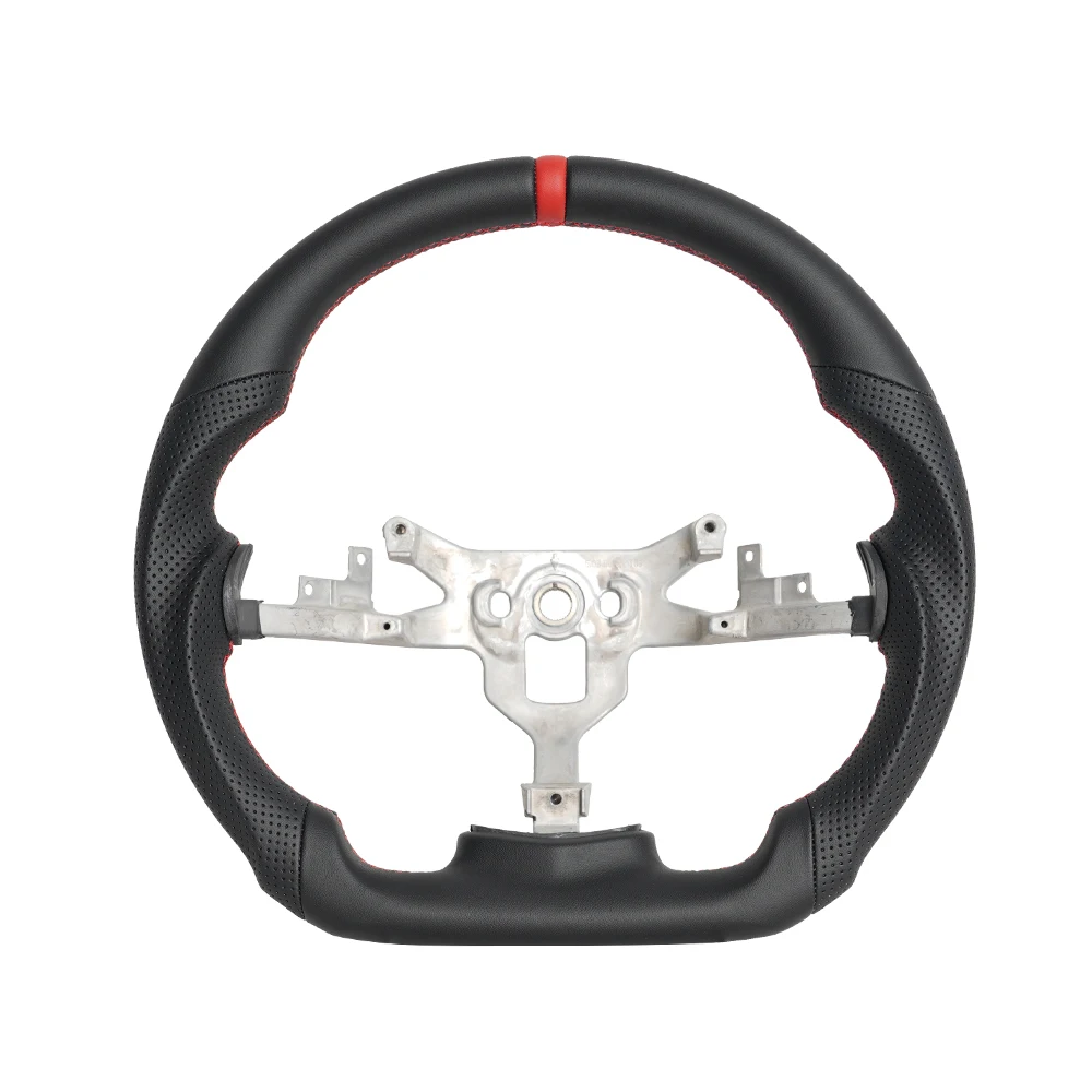 Full Leather Steering Wheel For Chevrolet Corvette C6 2006-2012 Perforated Leather Flat Bottom Customized Steering Wheel