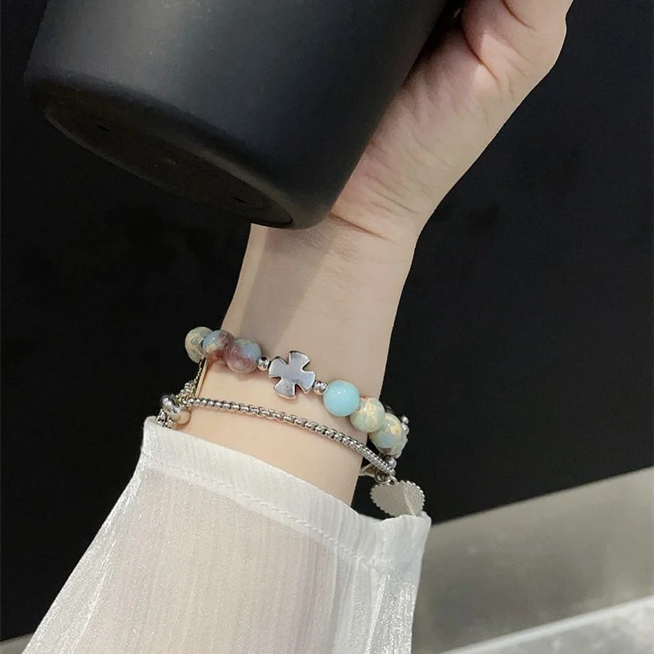 Correa para Xiaomi Mi Band 8 7 6 5, pulsera de cuentas con patrón de piedra de mármol de moda para Miband 5 6 4 3, pulsera de muñeca con estuche