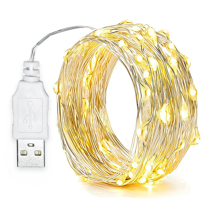 Photography Zone - Constant aan USB-feestringverlichting, buigbare koperdraad mini-LED-verlichting