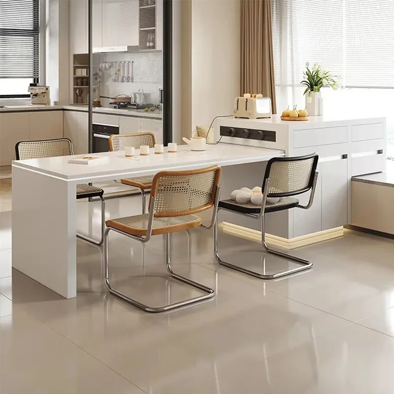 

Italian minimalist retractable rock slab island table bar table small apartment mobile guide table