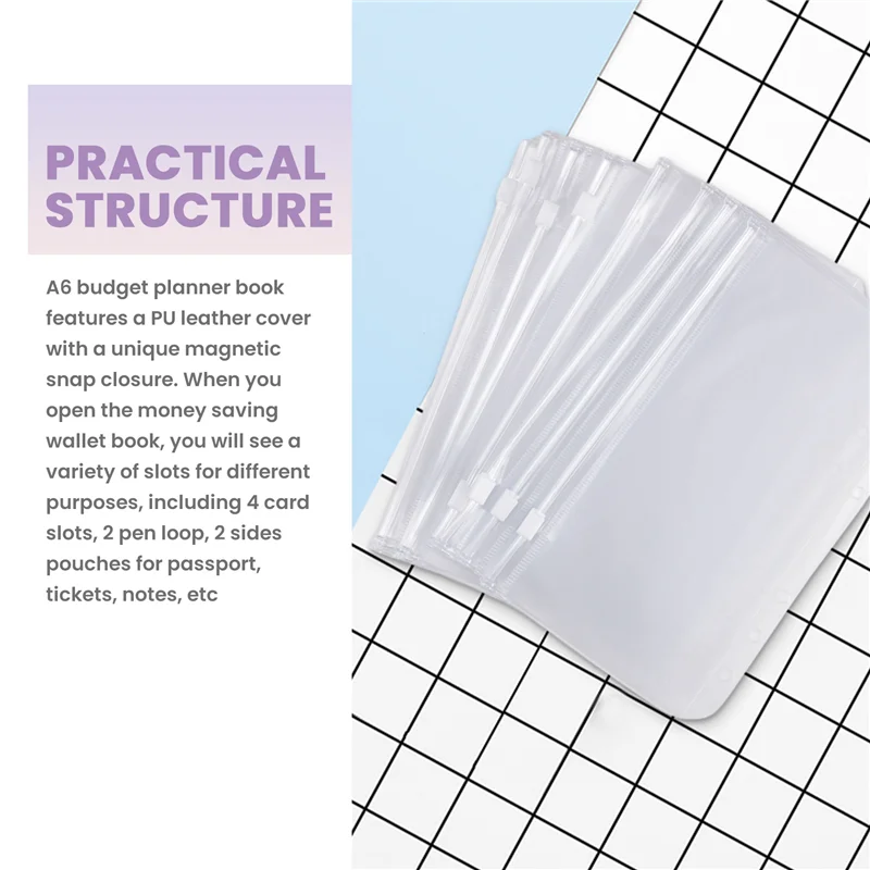 SR-A6 مجلد حلقة ميزانية المال، مجلد مخطط محفظة الميزانية لحشو النقود مع ظرف نقدي، منظم محفظة مجلد المال